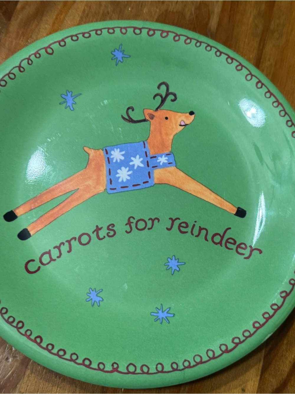 Pottery Barn Kids Green 'Carrots for Reindeer' Decorative Plate